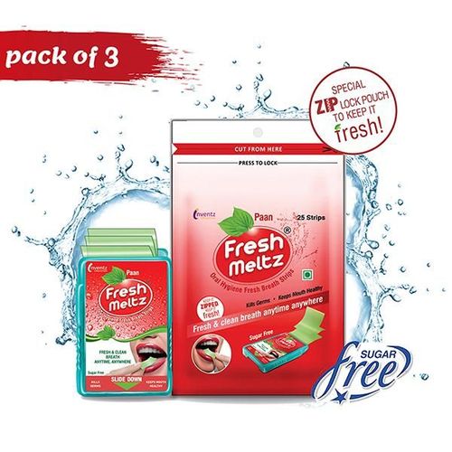 Inventz Fresh Meltz Sugar Free Oral Hygiene Fresh Breath Strip - Paan (Pack of 3 x 25's)