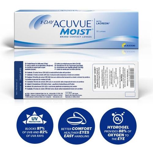 Acuvue 1 Day Moist Daily Disposable Contact Lenses - (-8 Power) Pack of 30's