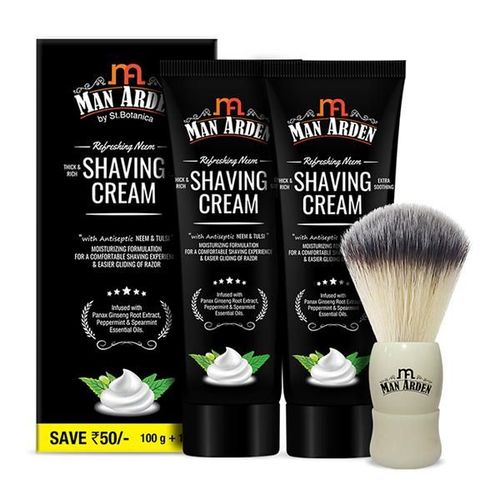 Man Arden Royal White Shaving Brush + Refreshing Neem Shaving Cream 200 gm