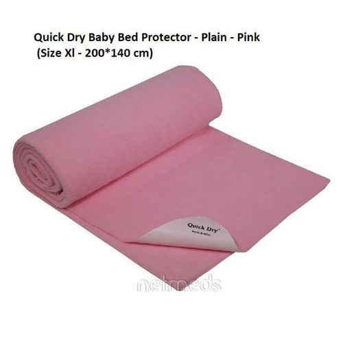 Quick Dry Baby Bed Protector - Plain - Pink (XL)