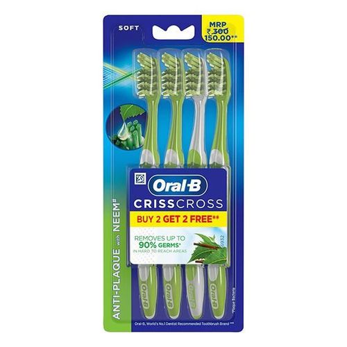 Oral B Criss Cross Toothbrush with Neem Extract Soft 4's