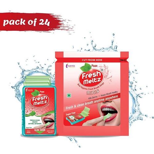 Inventz Fresh Meltz Sugar Free Oral Hygiene Fresh Breath Mini Strip - Paan (Pack of 24 x 10's)