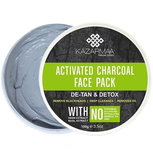Kazarmaa Activated Charcoal Face Pack With Neem & Basil 150 gm