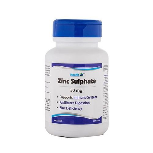 Healthvit Zinc Sulphate 50mg for Supports A Healthy Immune System, Healthy Skin, Supports Cell Growth, Antioxidant Supplement - Tablets 60's