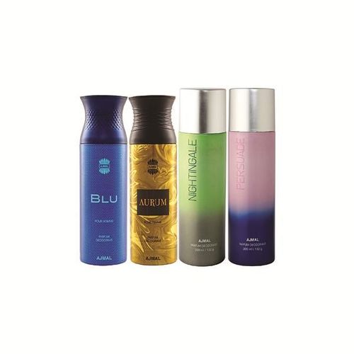 Ajmal 1 Blu Homme, 1 Aurum Femme, 1 Nightingale And 1 Persuade Deodorants Pack of 4 200 ml