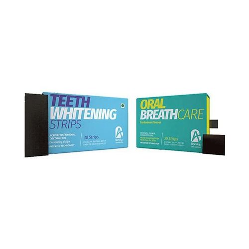 Bonayu Teeth Whitening with Activated Charcoal and Coconut Oil and Oral Care Breath Strips 50G 60's