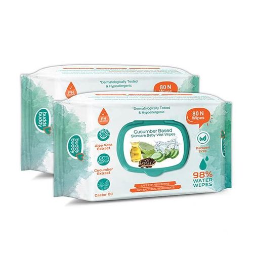Buddsbuddy Cucumber Based Skincare Baby Wet Wipes (Pack of 2 x 80's)