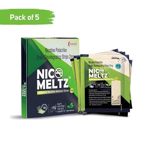 Inventz Nicomeltz Instamelt Nicotine Release Strips - Mint Flavour 2mg (Pack of 12 x 5's)