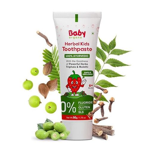 Baby Organo Ayurvedic Herbal Kids Toothpaste - Strawberry 50 gm