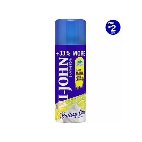 Vi-John Shaving Foam - Zesty Breeze Lime & Lemon - Pack of 2 x 400 gm