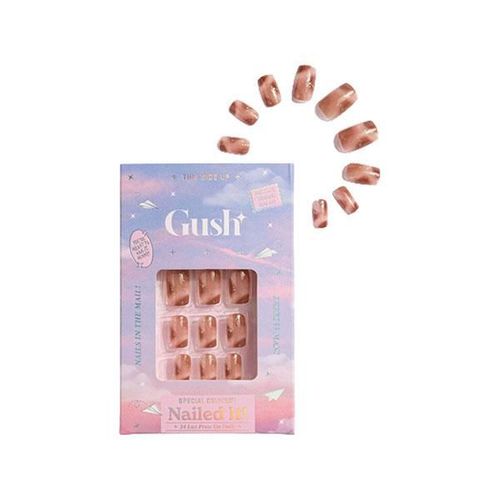 Gush Beauty Nailed It Reusable Luxury Press On Nails With Application Kit Brown Cat Eye - Small to Medium Squoval 1's