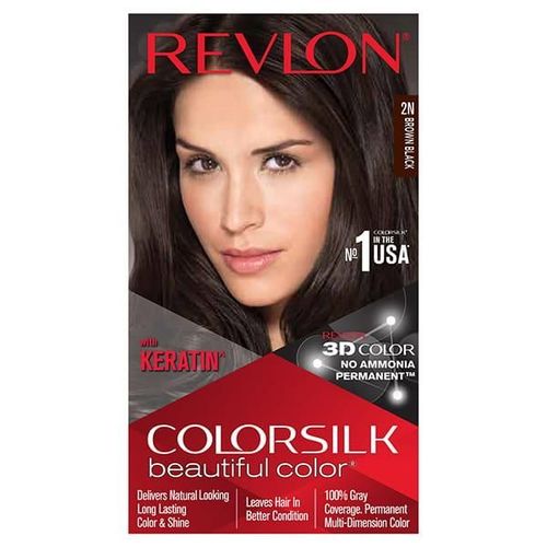 Revlon Colorsilk Hair Color With Keratin 3D Color No Amonia - Brown Black 2N (40ml+40ml+11.8ml) 1's