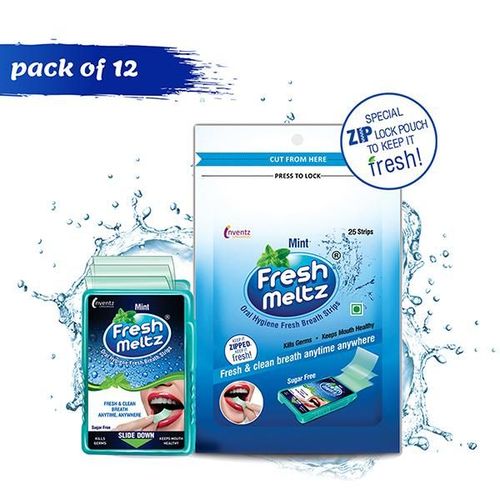 Inventz Fresh Meltz Sugar Free Oral Hygiene Fresh Breath Strip - Mint (Pack of 12 x 20's)