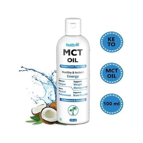 Healthvit MCT Oil From Coconut Oil Unsweetened Keto Diet Sports 100 ml