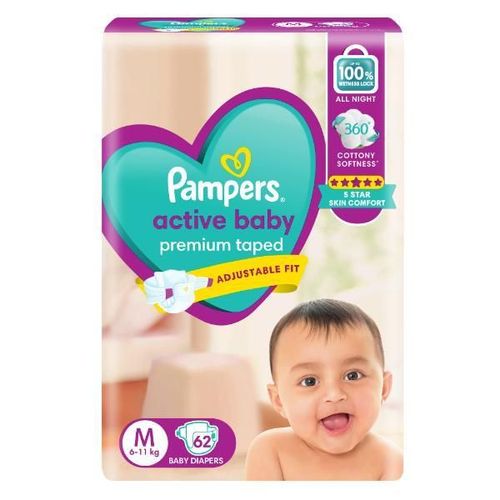 Pampers Active Baby Diapers (M) 62's