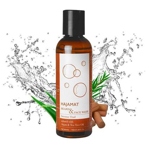 Hajamat Beard & Face Wash With Argan & Tea Tree, Intense Oud Fragrance 100 ml