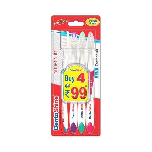 Dentoshine Super Slim Toothbrush Value Pack 100G 4's