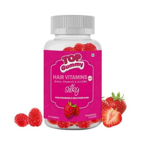 Top Gummy Hair Vitamins with Biotin, Vitamin C, E, A & Zinc for Gorgeous Hair Strawberry Flavor Gummies 30's