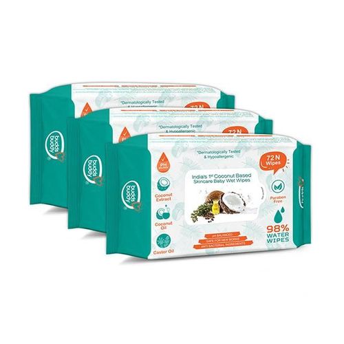 Buddsbuddy Coconut Based Skincare Baby Wet Wipes (Pack of 3 x 72's)