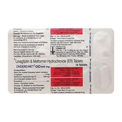 ONDERO MET OD 500mg Tablet 10's