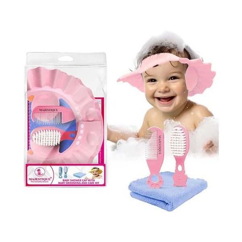 Majestique Baby Shower Cap with Baby Grooming and Care Kit, Baby Bath Accessories - 4Pcs/Multicolor 1's
