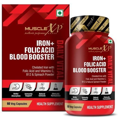 MuscleXP Iron + Folic Acid Blood Booster Daily Vital Veg Capsule 60's