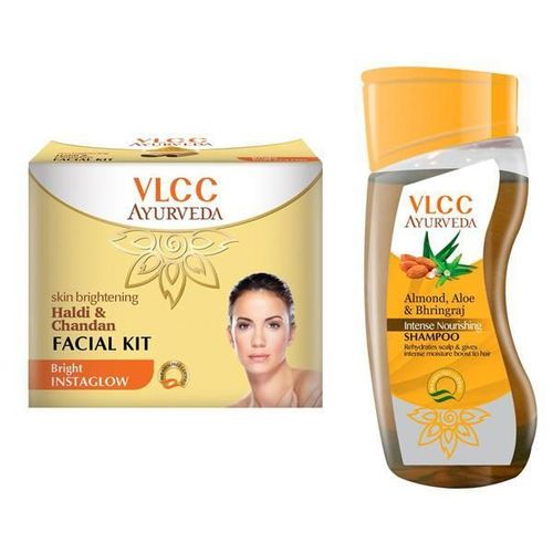 VLCC Haldi Chandan Facial Kit & Ayurveda Shampoo Intense Nourishing Combo 150 gm