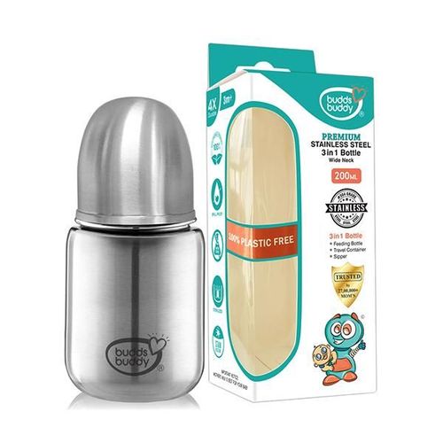Buddsbuddy Premium Stainless Steel 3 in 1 Bottle 200 ml