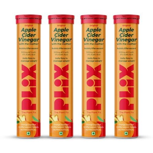 Plix Original Apple Cider Vinegar Effervescent Tablet - Orange Squeeze (Pack of 4 x 15's) 1's