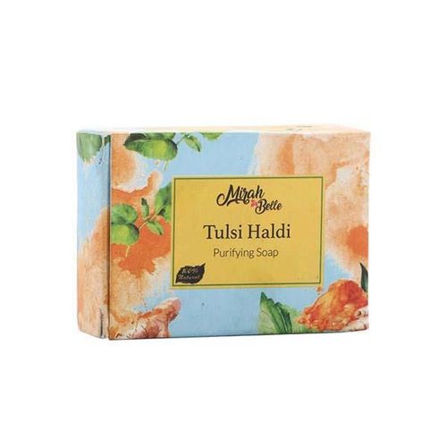 Mirah Belle - Organic Tulsi Haldi Purifying Soap Bar - For Acne, Breakouts, Pimples and Blemishes 125 gm