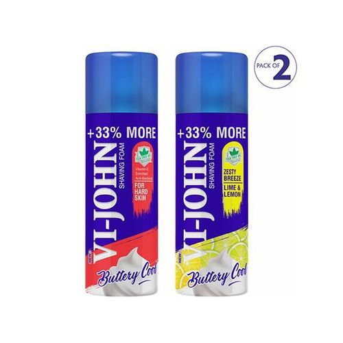 Vi-John Shaving Foam - Zesty Breeze Lime & Lemon 400gm + Shaving Foam for Hard Skin 400ml 1's