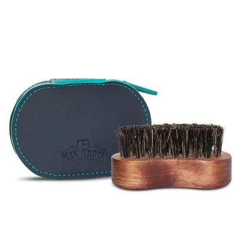 Man Arden Boar Bristle Beard Brush with Leather Pouch 1's