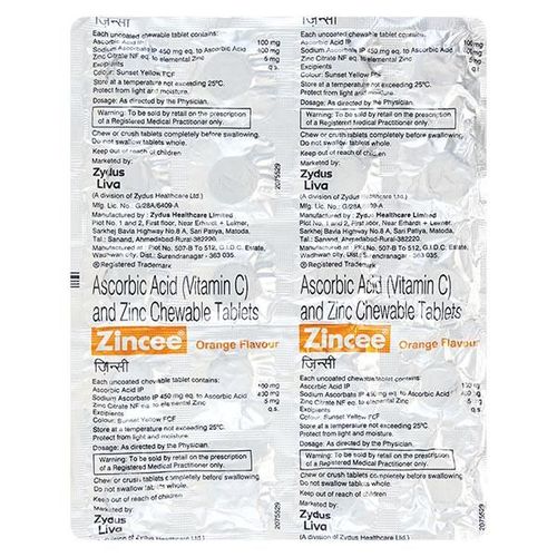 ZINCEE ORANGE FLAVOUR Chewable Tablet 20's