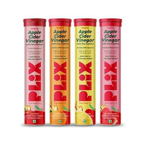 Plix The Plant Fix Apple Cider Vinegar Effervescent Tablet (Variety Pack), 60 Tablets 4's