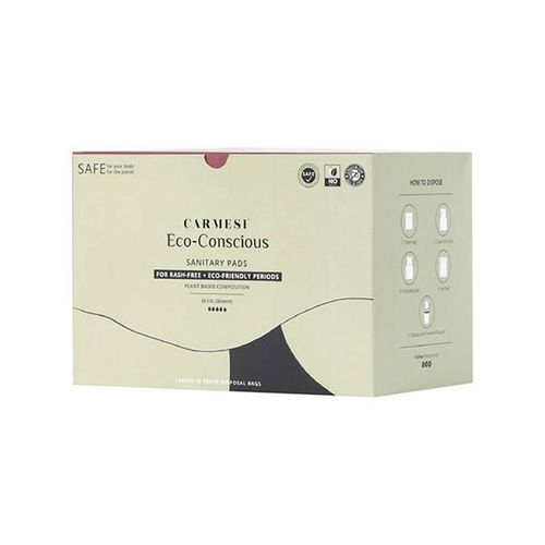 Carmesi Eco-Conscious Sanitary Pads (XXl) Rash-Free Eco-Friendly Periods - with Disposal Bags 30's