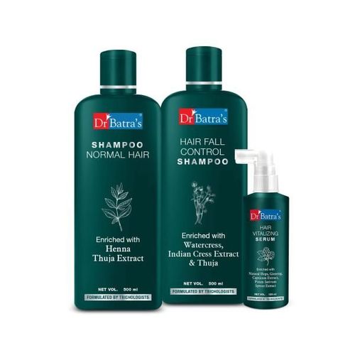 Dr Batra's Shampoo 500 ml + Hair Fall Control Shampoo 500 ml + Hair Vitalizing Serum 125 ml