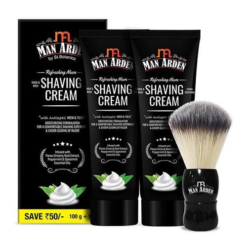 Man Arden Elegant Black Shaving Brush + Refreshing Neem Shaving Cream 200 gm