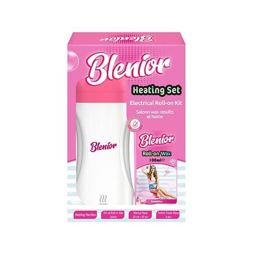 Blenior Heating Device Set (Heating Machine + 1 Roll-On Wax + 4 Wipes + Waxing Paper 20Cm) 100 ml