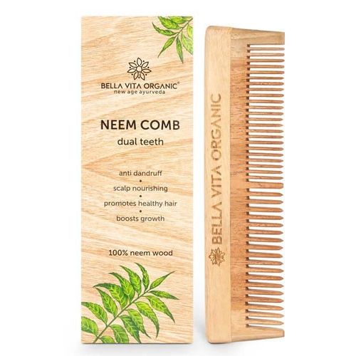 Bella Vita Organic Dual Teeth Wooden Neem Comb 40 gm