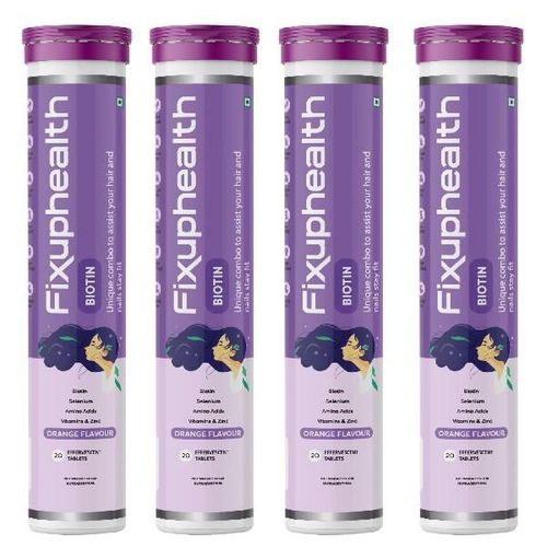 FixUpHealth Biotin Effervescent Tablet - Orange Flavour (Pack of 4 x 20s) 1's