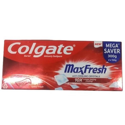 Colgate MaxFresh with Cooling Crystals Anticavity Toothpaste - Spicy Fresh (Pack Of 2 x150 gm) 1's