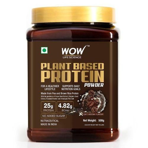 WOW Life Science Plant Based Protein Powder - Cafe Mocha 500 gm