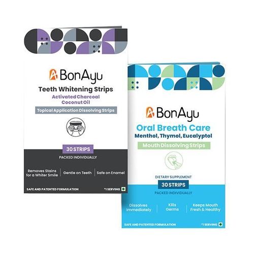 BonAyu Tooth Whitening Strips + Oral Care Breath Strips 60's