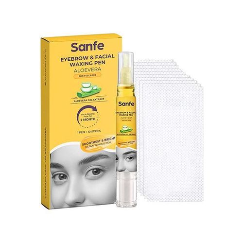 Sanfe Eyebrow & Facial Waxing Pen For Women, Reusable Up To 20 Time, Hair Removal Wax Pen, Up To 8 Weeks, 1 Pen + 10 Strips 1's