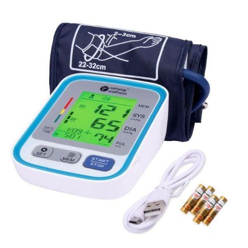 Sahyog Wellness Fully Automatic Upper Arm Digital Blood Pressure Monitor Machine with 3 Color Display