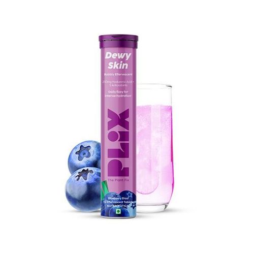 Plix The Plant Fix Hyaluronic Acid 15 Effervescent Tablets For Radiant Skin Blueberry Flavor 1's