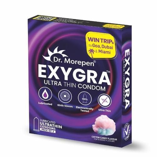 Dr. Morepen Exygra Ultrathin Lubricated Condom - Cotton Candy Flavour 3's