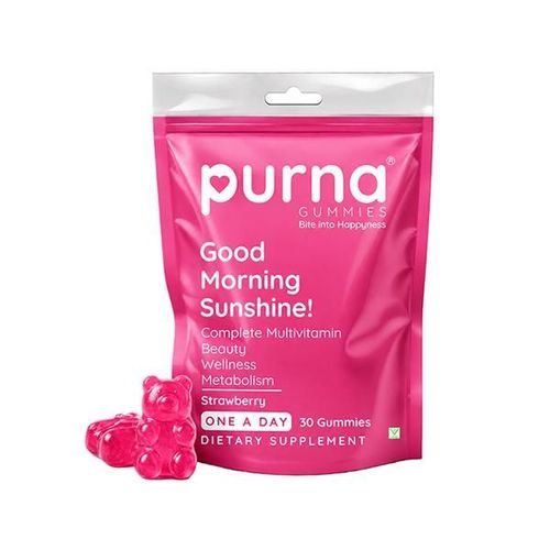 Purna Gummies Immunity Multivitamin Strawberry Gummies for Adults, Vitamins A, C, D, E, B12 30's