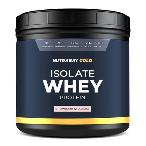 Nutrabay Gold Isolate Whey Protein Powder - Strawberry Milkshake Flavour 500 gm