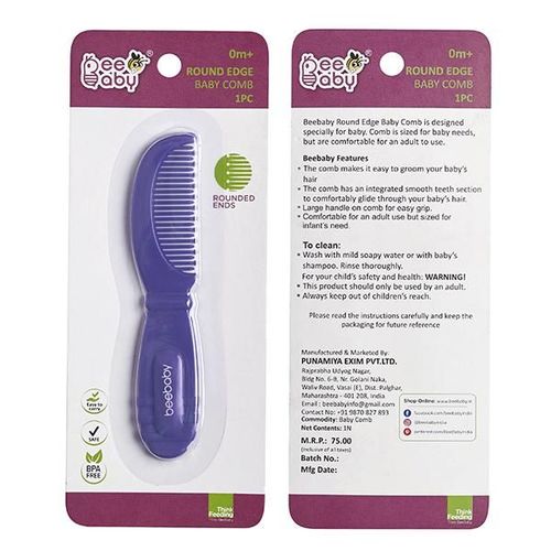 BeeBaby Round Edge Baby Comb- Violet 0M+1's